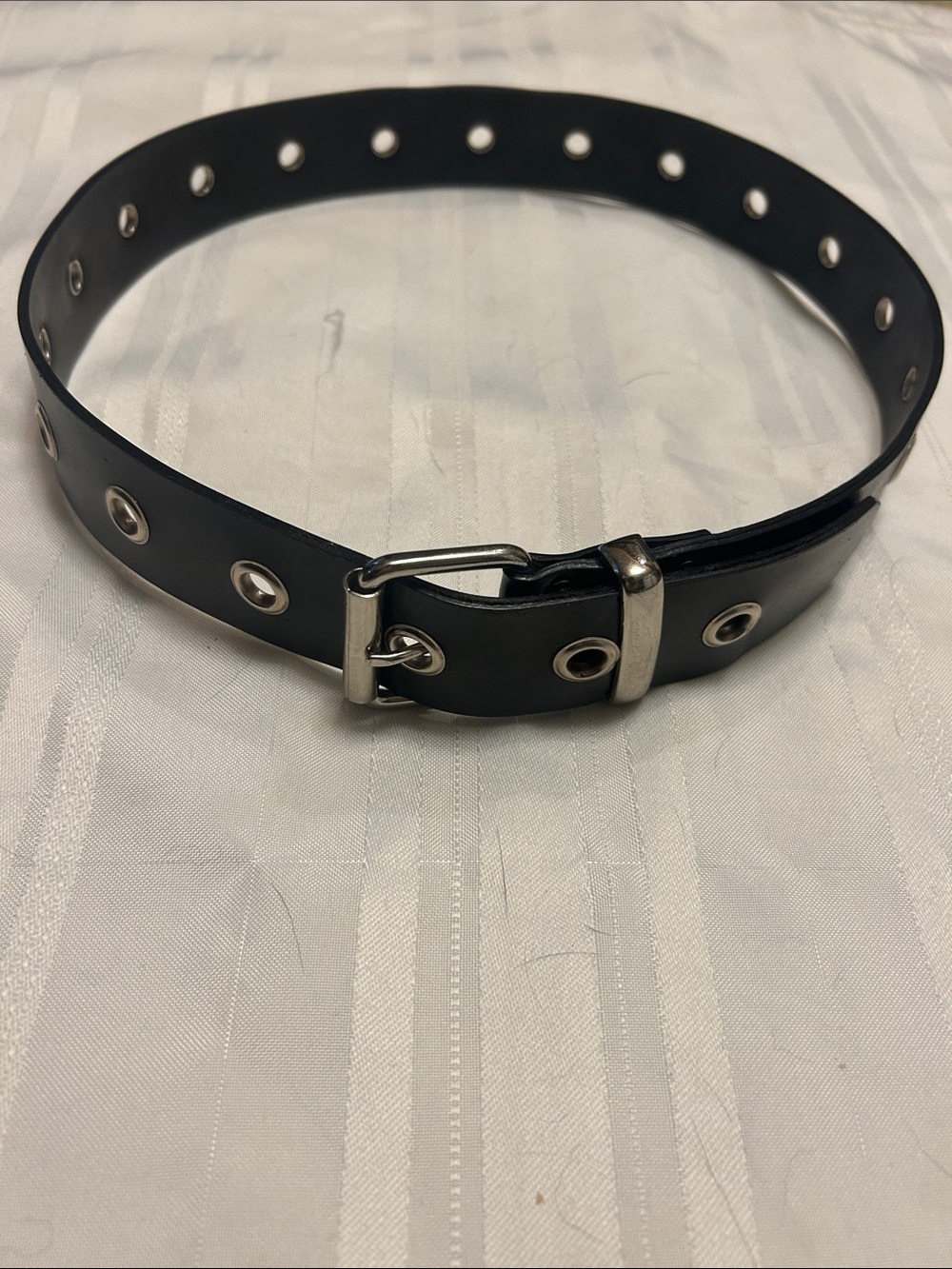 Black Grommet Pleather Belt for Women